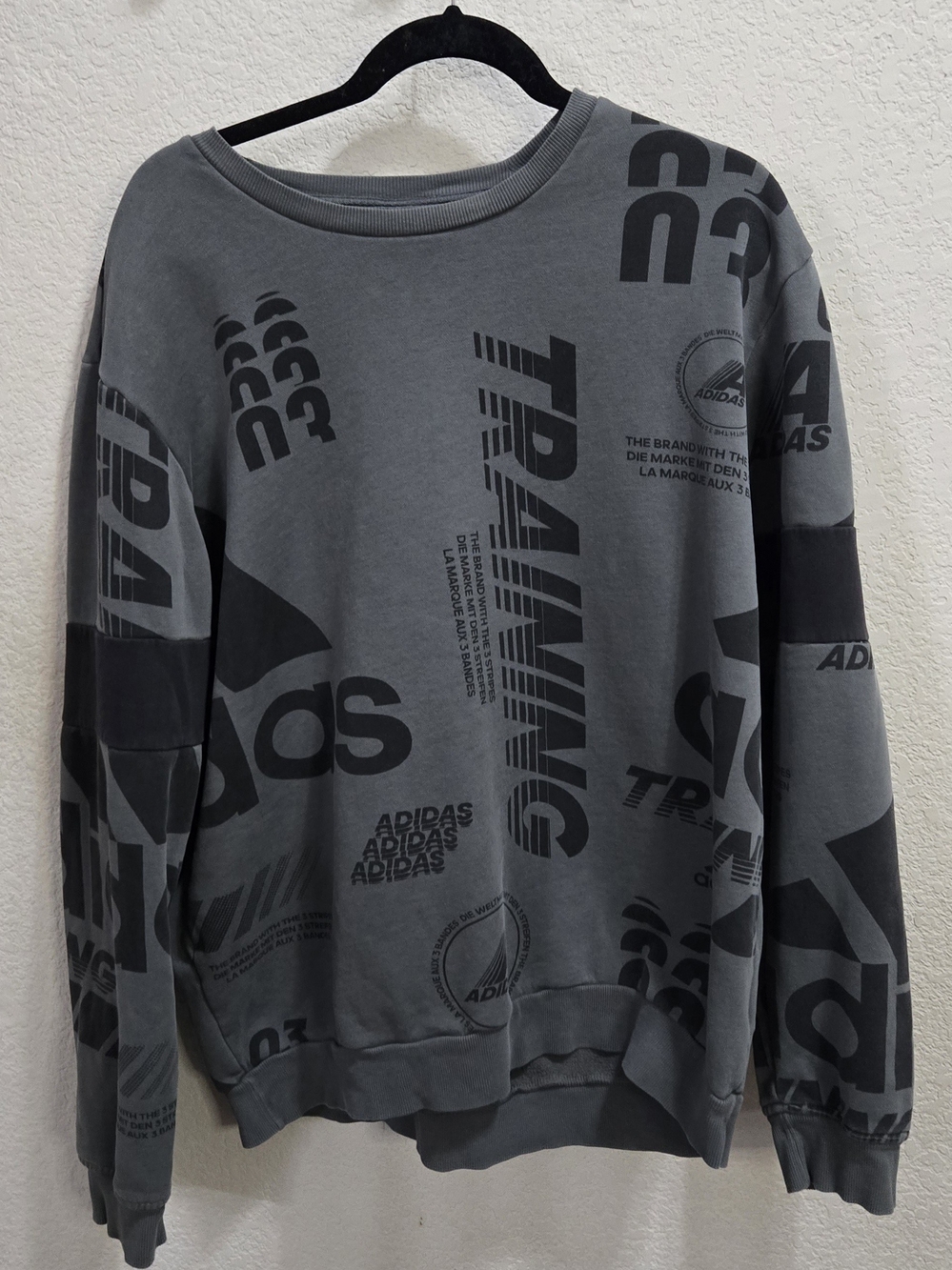 adidas Gray Crewneck Training Graphic Sweatshirt